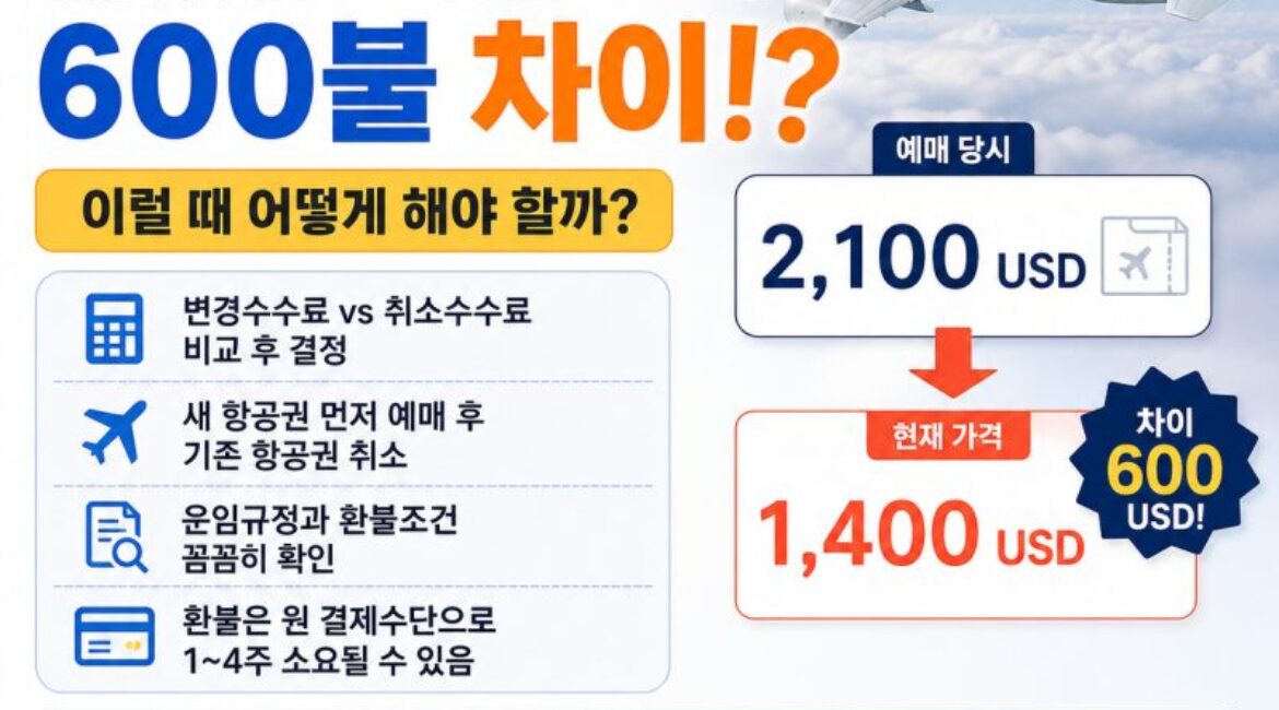 대한항공 항공권, 산 뒤에 600달러 떨어졌다면? 그냥 포기하지 말고 이렇게 계산해보세요