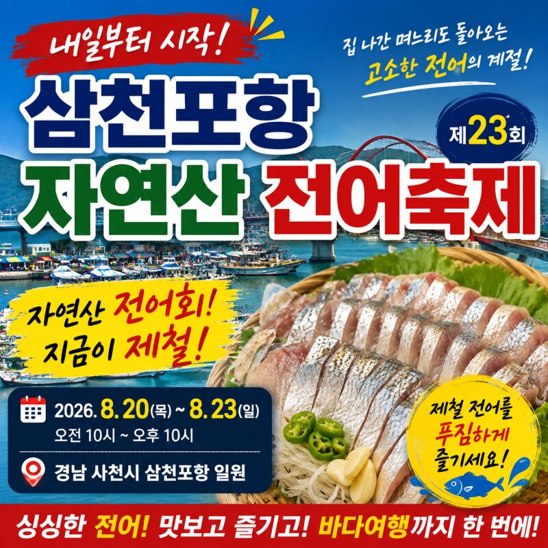 “내일부터 시작!” 삼천포항 자연산 전어축제…이번 주말 사천으로 떠나볼까