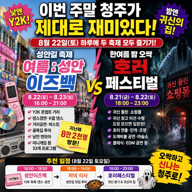 이번 주말 청주가 제대로 재미있다! 낮엔 Y2K 성안길, 밤엔 ‘귀신 들린 쇼핑몰’