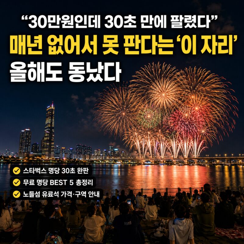 30만원인데 30초 만에 매진! 2026 서울세계불꽃축제 명당 어디? 무료·유료 관람자리 총정리