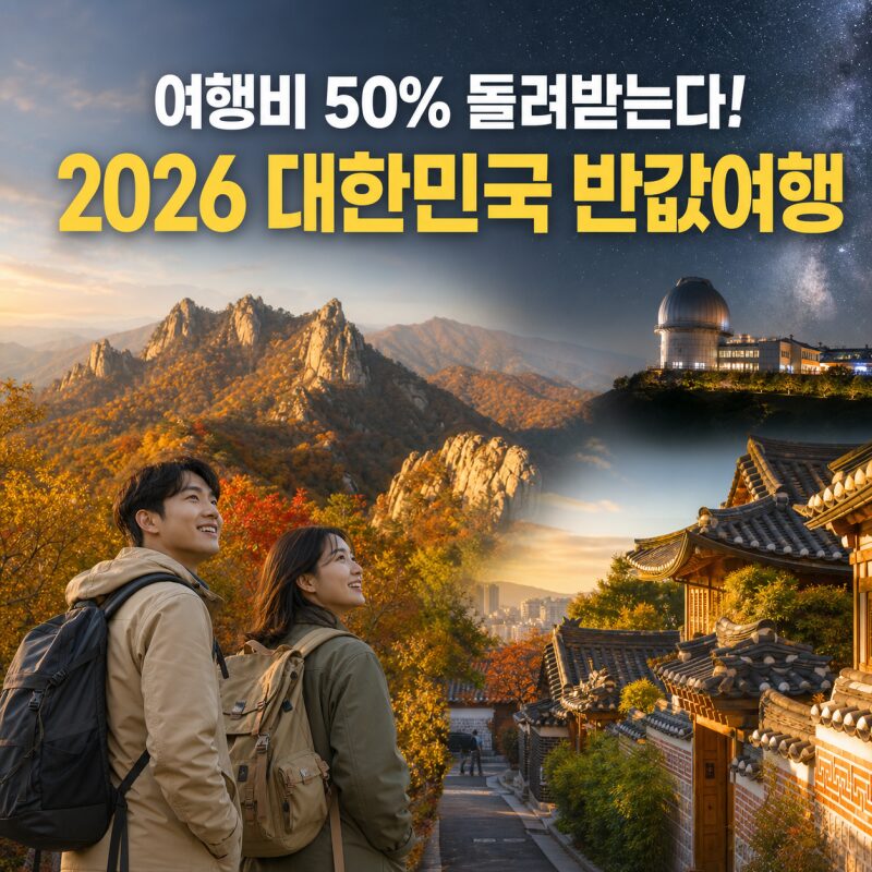 여행비 50% 돌려받는다! 2026 가을 ‘대한민국 반값여행’ 총정리｜신청방법부터 산청·영천 1박2일 코스까지