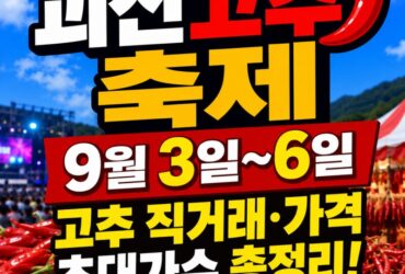 괴산고추축제 9월 3일 개막…건고추 1근 얼마? 직거래·초대가수·택배까지 총정리