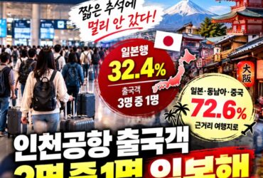 추석 해외여행 어디로 갔나? 출국객 3명 중 1명 일본행…일본·동남아·중국에 72.6% 몰렸다