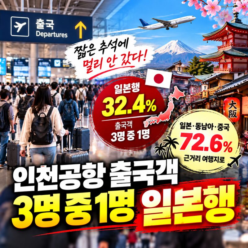 추석 해외여행 어디로 갔나? 출국객 3명 중 1명 일본행…일본·동남아·중국에 72.6% 몰렸다