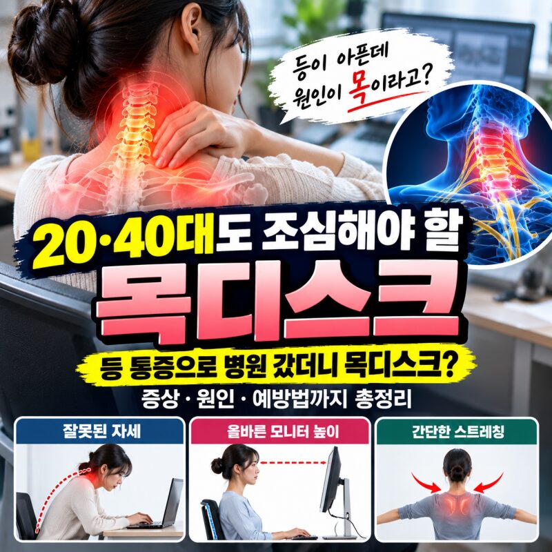 등·날개뼈가 계속 아픈데 원인은 목? 젊은 직장인도 조심해야 할 ‘목디스크’ 증상 총정리