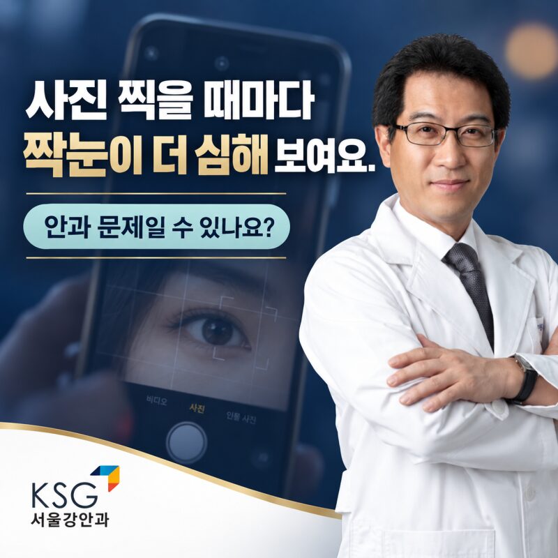 "사진 찍을 때마다 짝눈이 더 심해 보여요" 안과 문제일 수 있나요