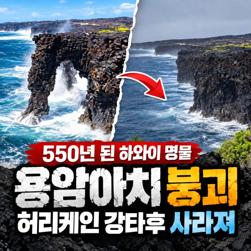 550년 버틴 하와이 명물 사라졌다…허리케인 뒤 바다로 무너진 ‘호레이 해식 아치’