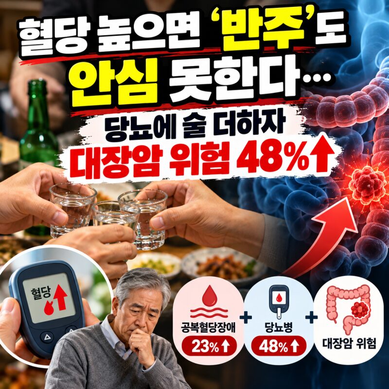 혈당 높은데 반주 한두 잔 괜찮을까?당뇨에 술 더하자 대장암 위험 48%↑