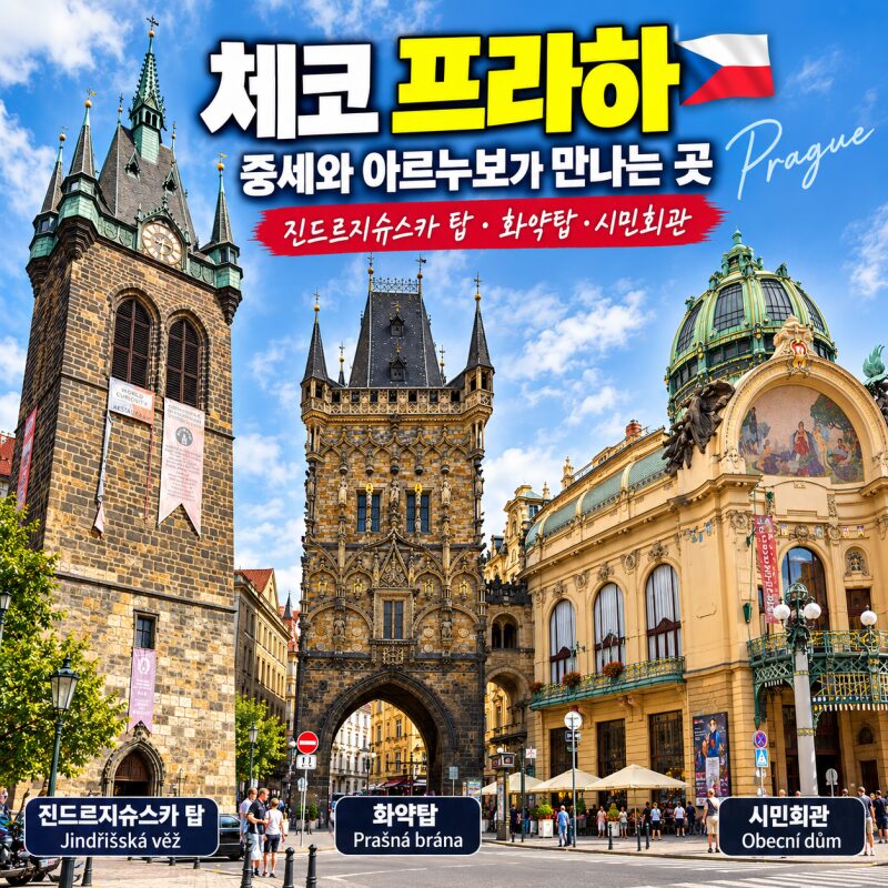 체코 프라하 여행｜600년 역사의 진드르지슈스카 탑과 화약탑, 화려한 시민회관