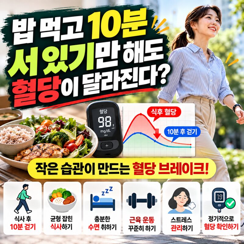 식사 후 10분이 혈당을 바꾼다…당뇨 예방에 도움 되는 생활습관 7가지