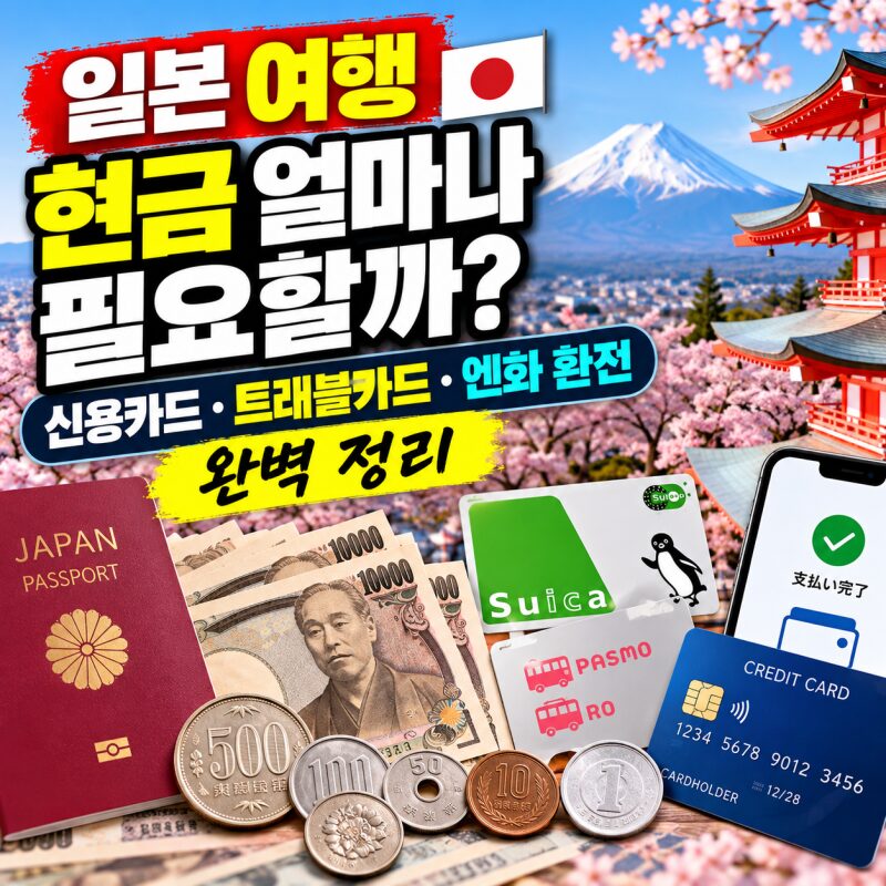 일본 여행, 현금 얼마나 필요할까? 신용카드·트래블카드·엔화 환전 완벽 정리