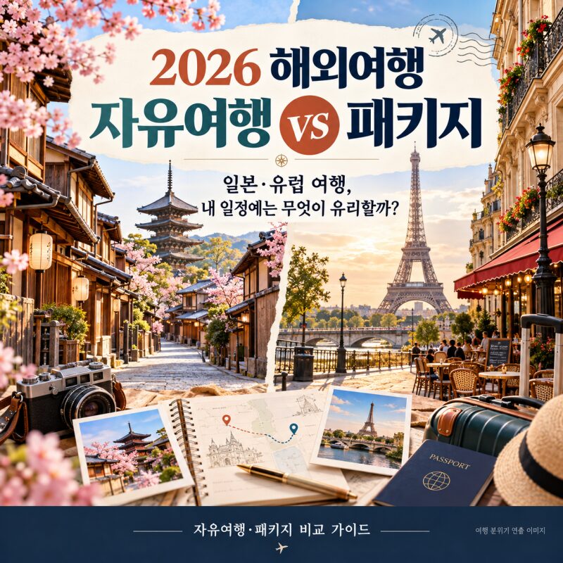 일본 여행은 늘고 유럽 패키지는 반토막? 2026 해외여행, 자유여행과 패키지 중 무엇이 유리할까