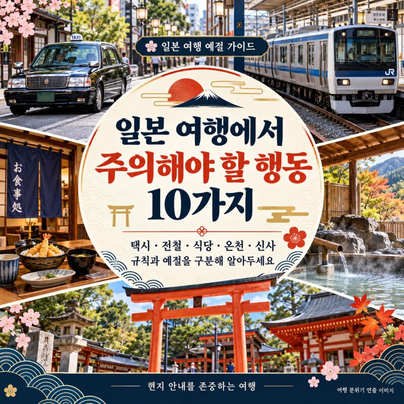 일본 여행에서 주의해야 할 행동 10가지｜택시·식당·온천·신사 이용 예절까지