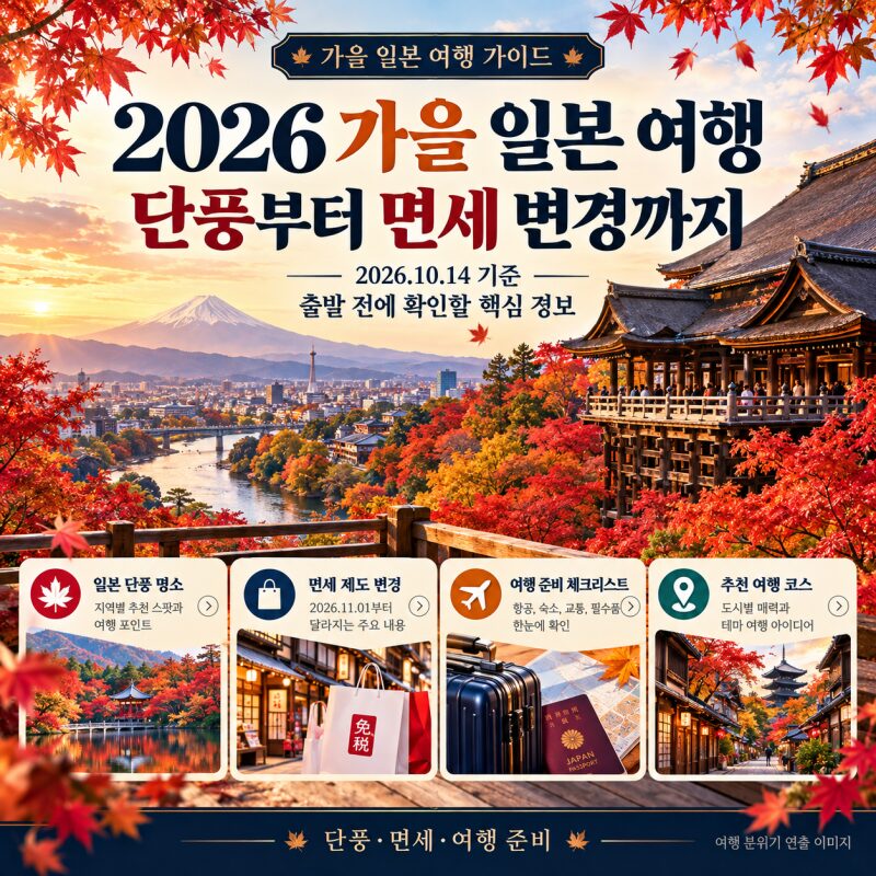 일본 가을 단풍 시기와 여행 총정리! 11월 면세제도 변경까지