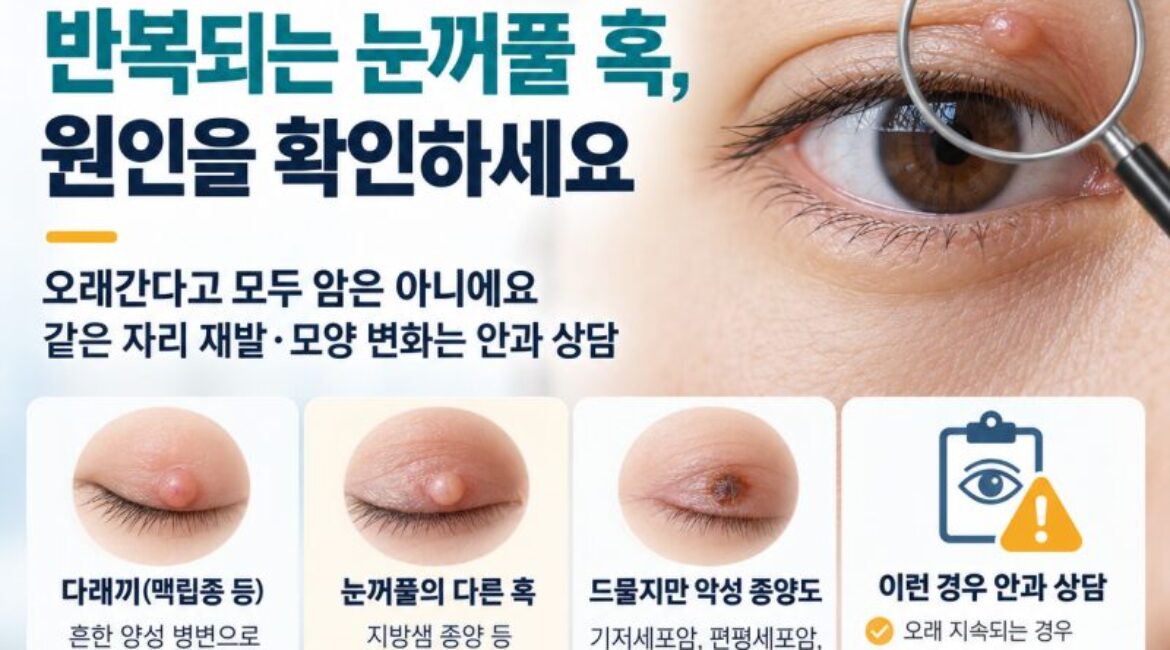 다래끼인 줄 알았는데 눈꺼풀암? 같은 자리에 반복되는 눈꺼풀 혹, 절대 방치하면 안 되는 이유
