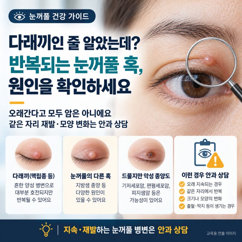 다래끼인 줄 알았는데 눈꺼풀암? 같은 자리에 반복되는 눈꺼풀 혹, 절대 방치하면 안 되는 이유