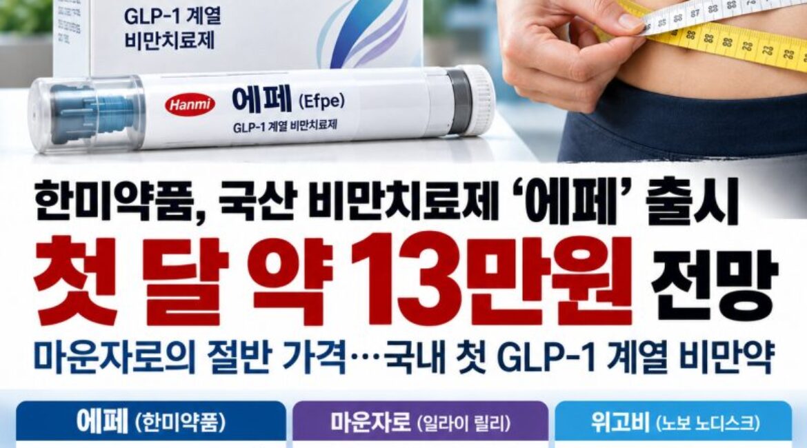 국산 비만치료제 '에페' 첫 달 13만원 전망…마운자로·위고비보다 저렴할까?