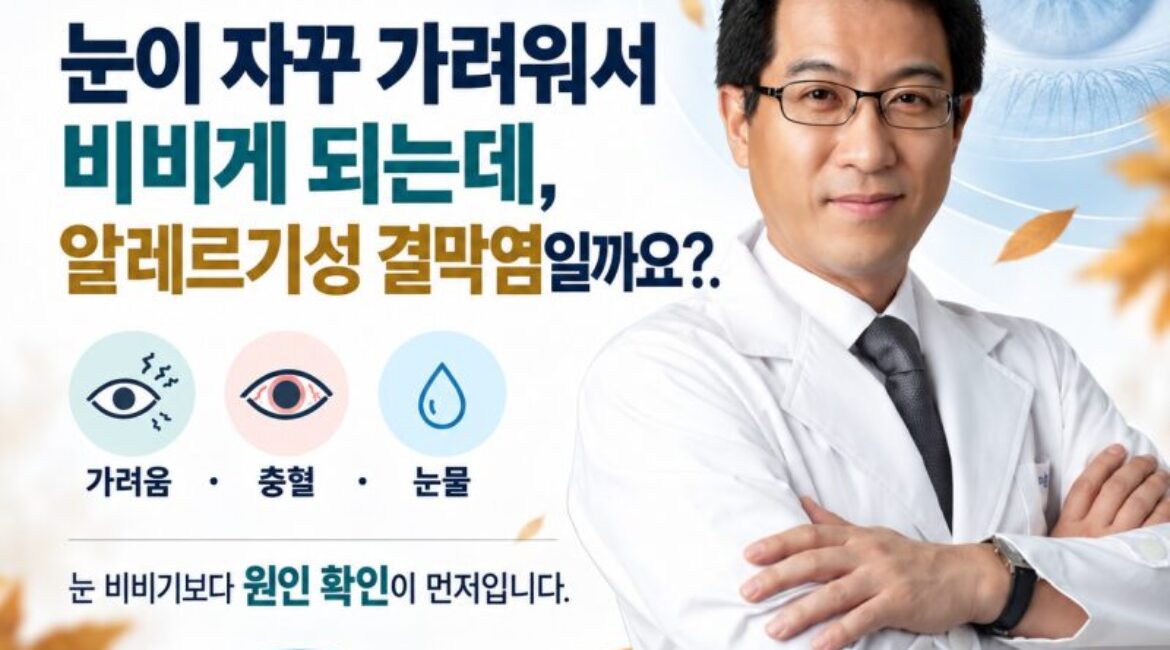 눈이 자꾸 가려워서 비비게 되는데, 알레르기성 결막염일까요?