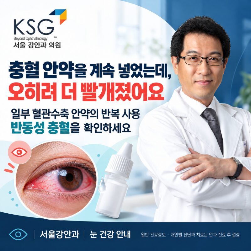 눈이 빨개서 충혈 안약을 계속 넣었는데, 오히려 더 빨개졌어요