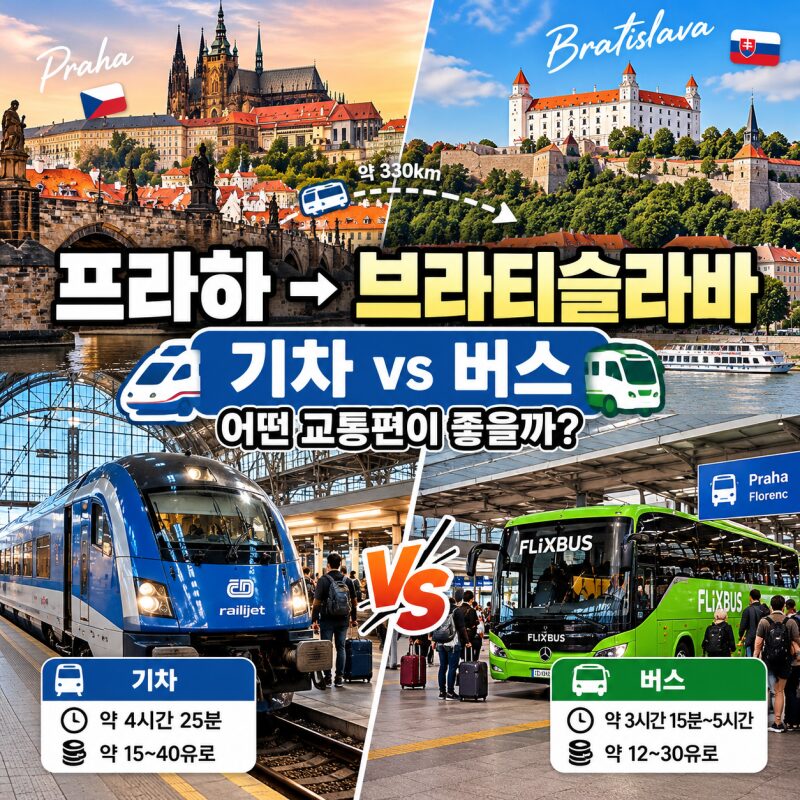 프라하에서 브라티슬라바 교통편 총정리! 기차 버스