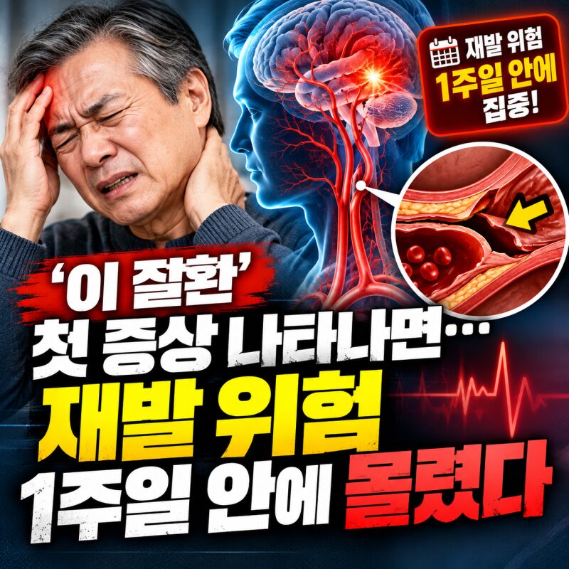 뇌경색 재발 위험, 첫 1주일에 집중된다…목·머리 혈관이 찢어지는 '두개경부동맥박리' 주의보