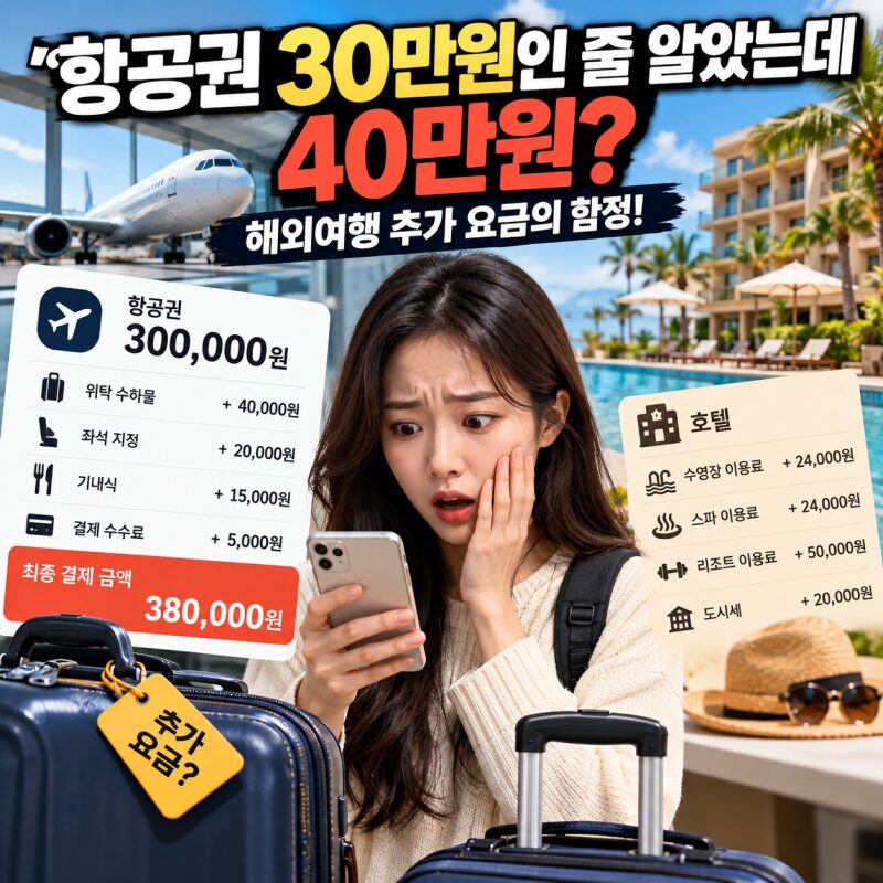 “항공권 30만원인 줄 알았는데 40만원?” 해외여행 추가 요금의 함정! 좌석·수하물·호텔까지 꼭 확인하세요
