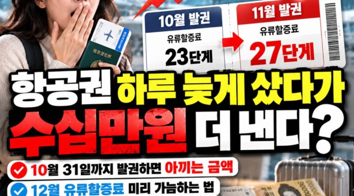 “항공권 하루 늦게 샀다가 수십만원 더 낸다?” 11월 유류할증료 폭등! 10월 31일까지 발권해야 하는 이유