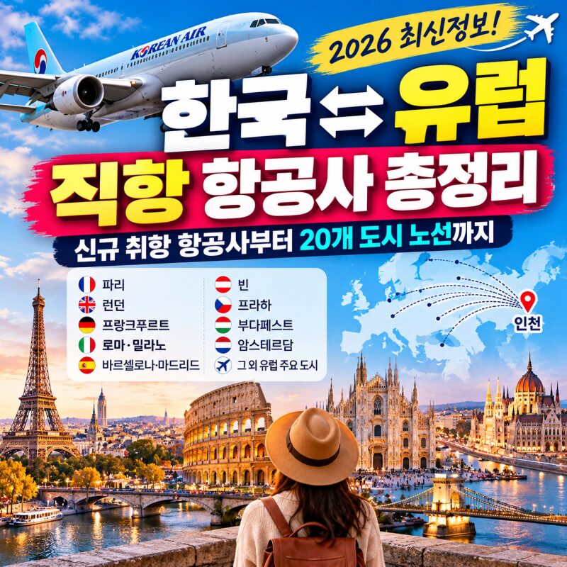 2026년 최신 한국~유럽 직항 항공편 총정리! 신규 취항 항공사부터 유럽 20개 도시 노선까지