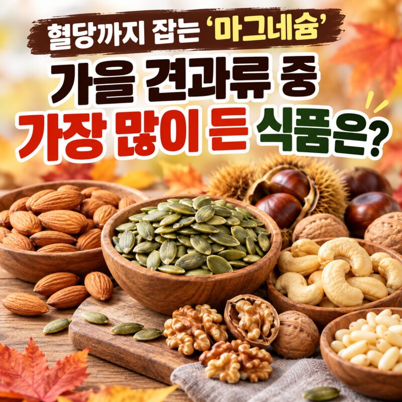 혈당 조절에 도움 되는 마그네슘! 가을 견과류 중 가장 많이 들어 있는 식품은?