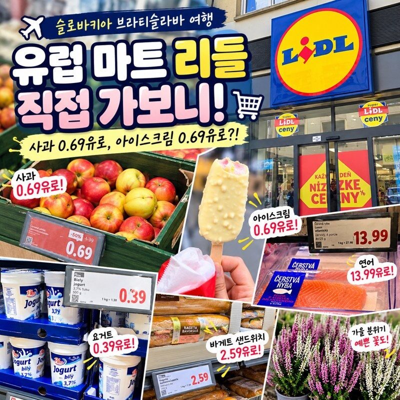 슬로바키아 브라티슬라바 물가 실화? 유럽 할인마트 리들(Lidl) 직접 가보니 사과 0.69유로, 아이스크림도 0.69유로!