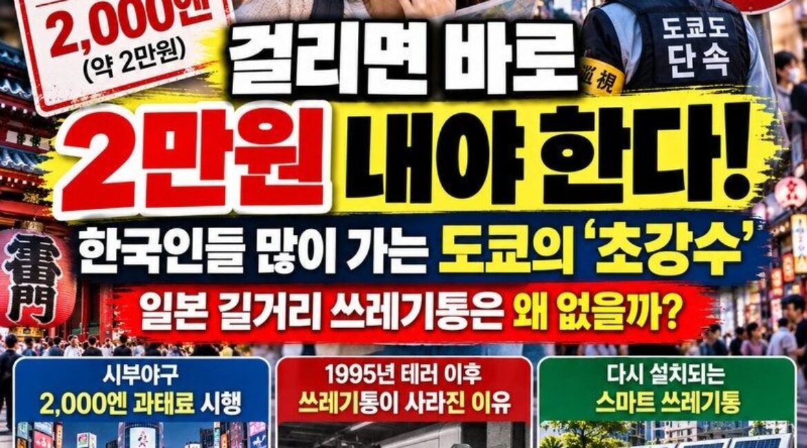 일본 여행 중 쓰레기 버렸다가 2만 원 과태료! 도쿄가 단속 강화하는 이유…일본 길거리에는 왜 쓰레기통이 없을까?