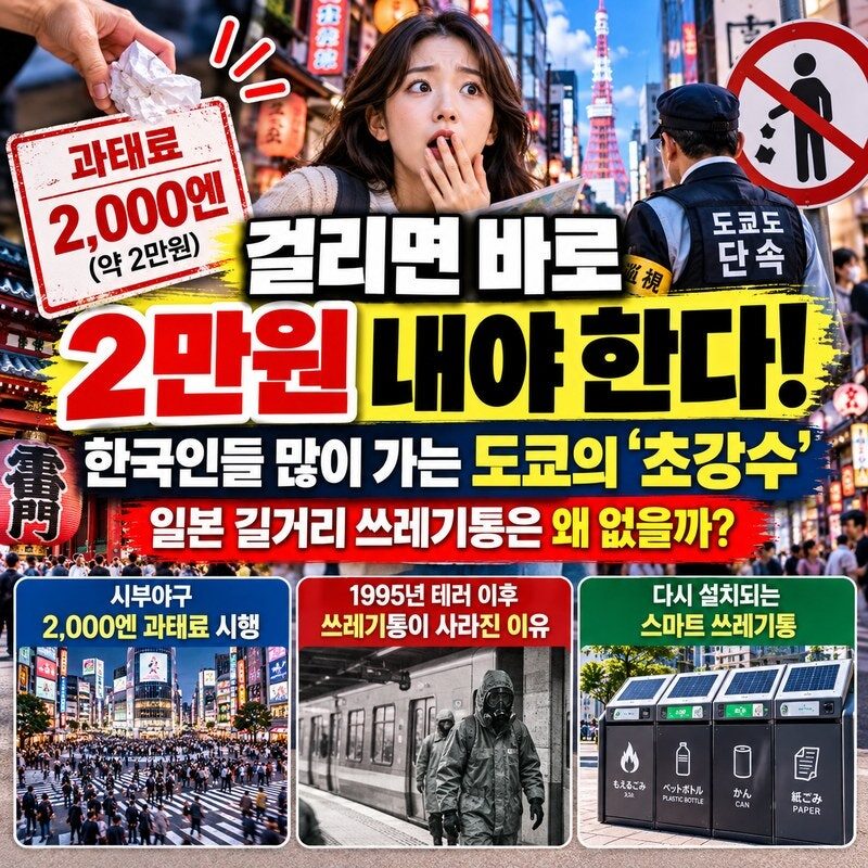 일본 여행 중 쓰레기 버렸다가 2만 원 과태료! 도쿄가 단속 강화하는 이유…일본 길거리에는 왜 쓰레기통이 없을까?