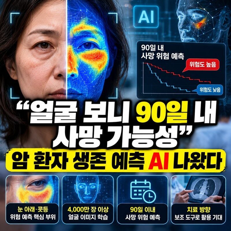 “얼굴 사진 한 장으로 90일 내 사망 위험 예측?” 미국 연구진이 개발한 암 환자 생존 예측 AI, 얼마나 정확할까?