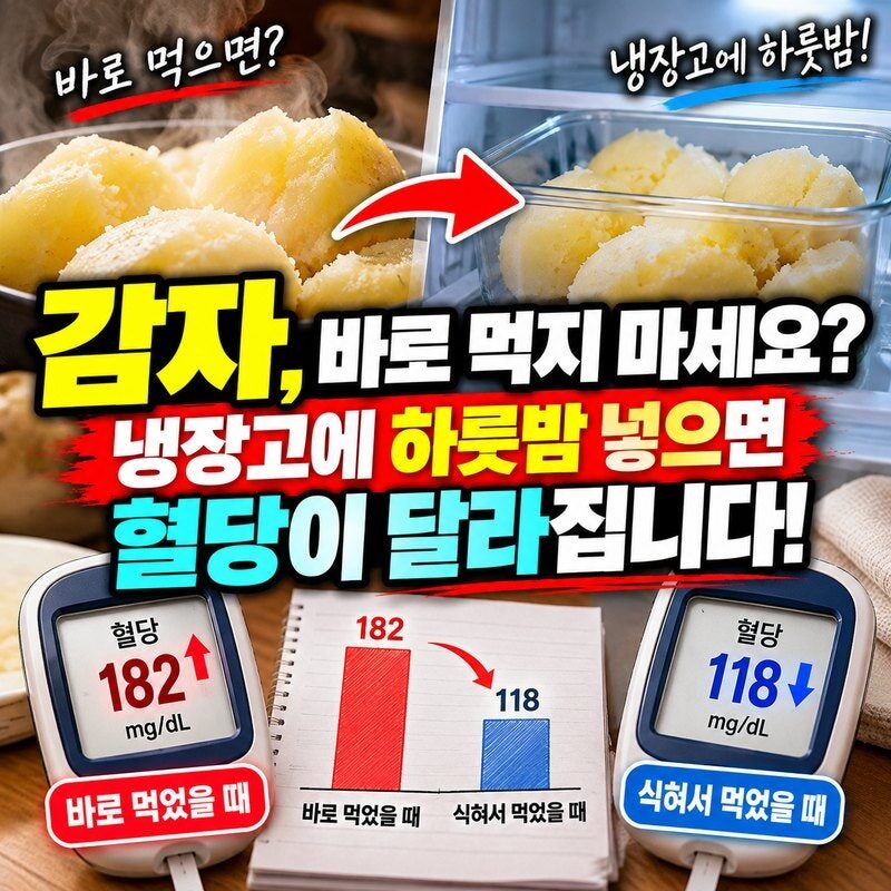 “감자 삶아서 바로 먹지 마세요?” 냉장고에 하룻밤 넣으면 혈당이 달라진다! 당뇨 걱정된다면 알아야 할 감자 먹는 법 10가지