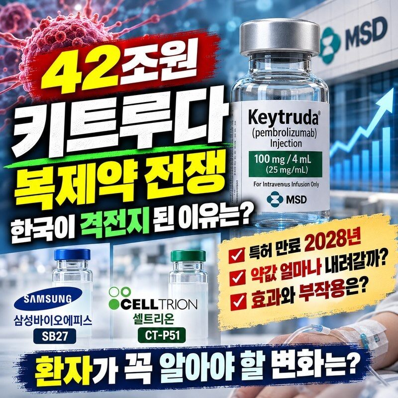 “42조원 항암제 키트루다, 복제약 나오면 약값 내려갈까?” 폐암·위암 환자가 알아야 할 효과와 부작용 총정리