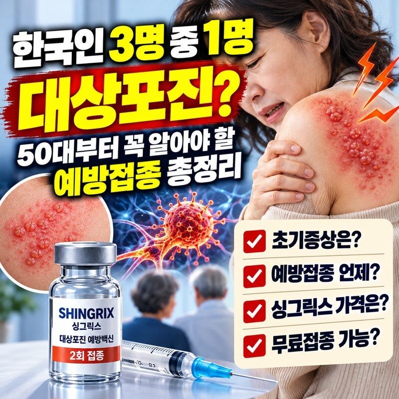 “한국인 3명 중 1명 대상포진?” 50대부터 꼭 알아야 할 예방접종 가격·효과·무료접종 총정리