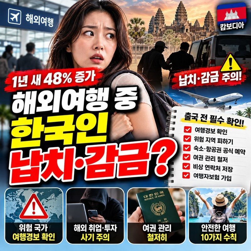 “해외여행 갔다가 납치·감금?” 한국인 사건사고 1년 새 48% 급증…출국 전 반드시 확인할 10가지