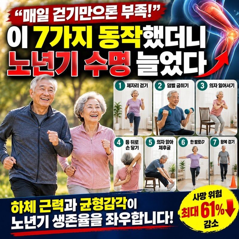 “매일 1만 보 걸어도 부족하다?” 65세 이후 수명을 좌우하는 7가지 운동…하체 근력과 균형감각이 중요한 이유