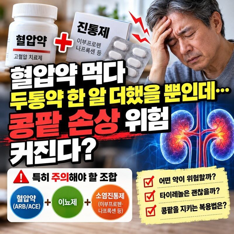 “혈압약 먹는데 두통약 한 알 더 먹었다가?” 콩팥 손상 위험 높이는 약 조합 3가지…50대 이후 반드시 확인하세요