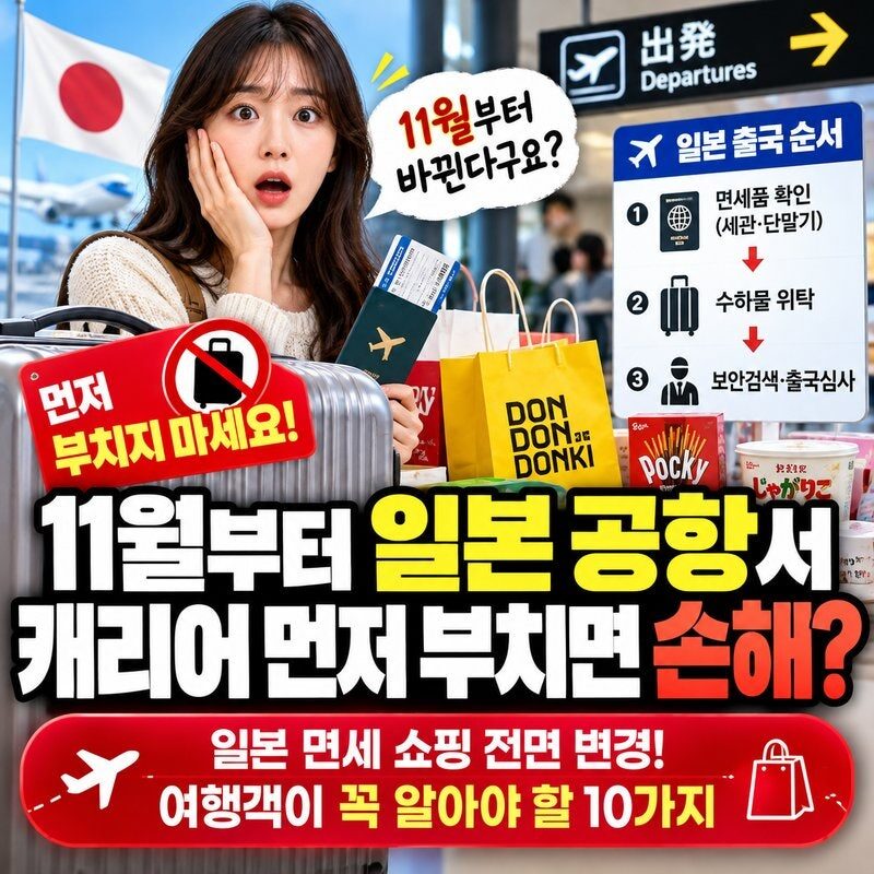 “11월부터 일본 공항서 캐리어 먼저 부치면 손해?” 면세 쇼핑 전면 변경! 일본 여행객이 꼭 알아야 할 10가지