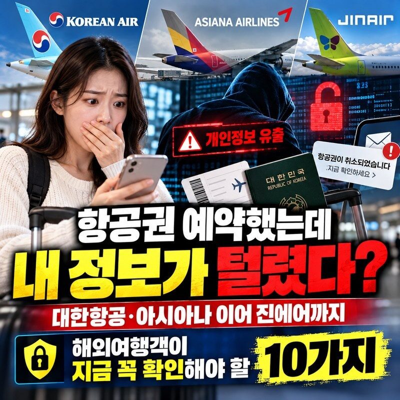 “항공권 예약했는데 내 정보가 털렸다?” 대한항공·아시아나 이어 진에어까지…해외여행객이 꼭 확인해야 할 10가지