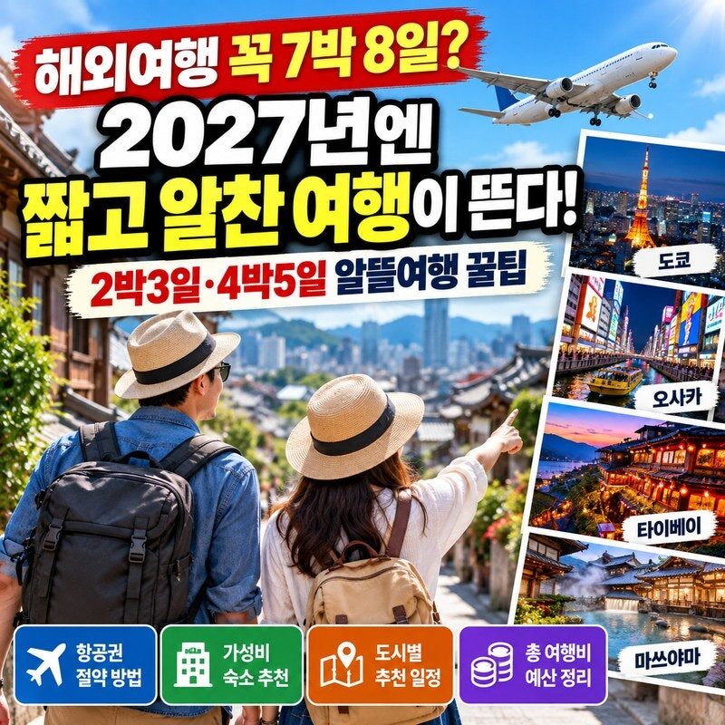 “해외여행 꼭 7박 8일 가야 하나요?” 2027년 여행 트렌드가 바뀐다…2박 3일·4박 5일 알뜰여행의 모든 것