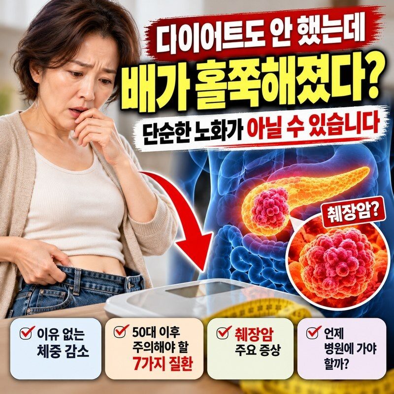 “다이어트도 안 했는데 배가 홀쭉해졌다?” 50대 이후 이유 없이 살 빠질 때 꼭 확인해야 할 7가지 질환